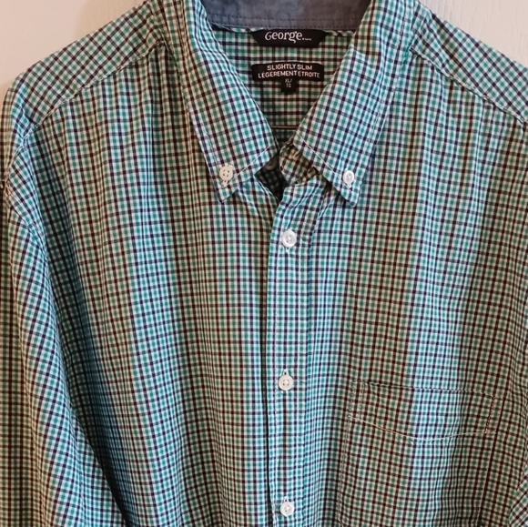 Green and Blue George Dress Shirt XL - Picture 3 of 6